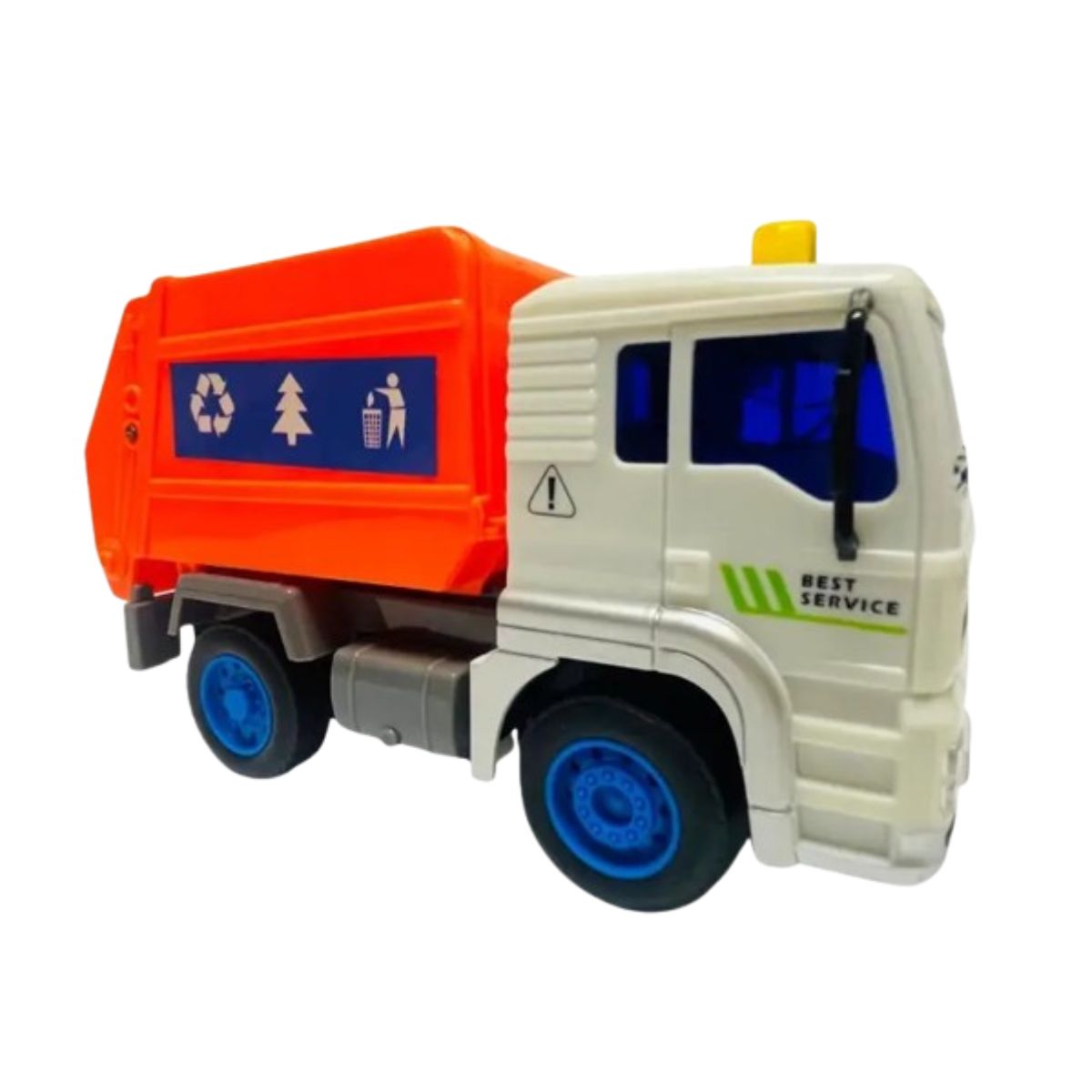 Caminhão Fricção Coleta Lixo Laranja Com Som E Luz - Dm Toys Caminhão Fricção Coleta Lixo Laranja Com Som E Luz - Dm Toys